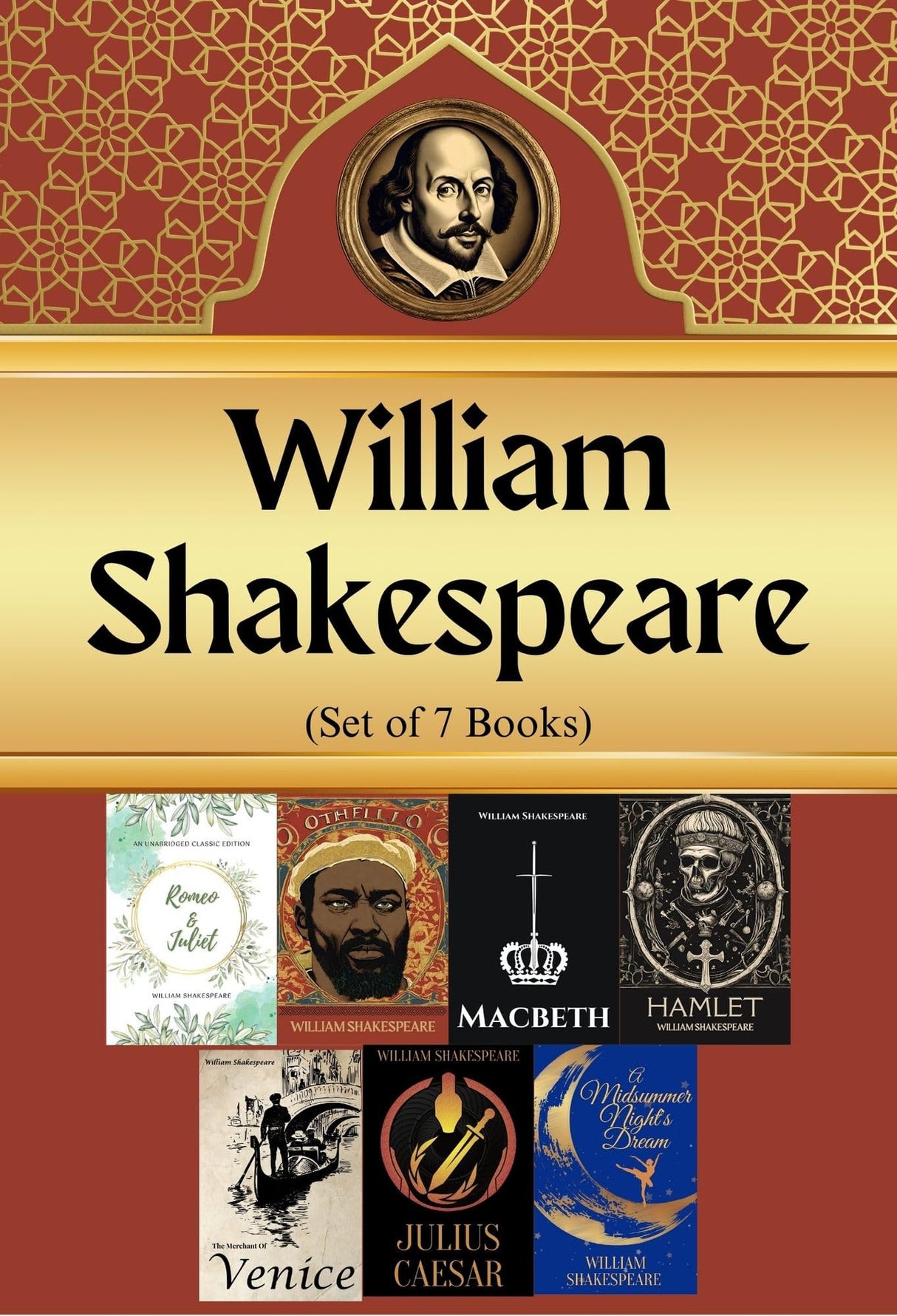 William Shakespeare (Set of 7 Books) - Othello, Romeo and Juliet, Hamlet, Macbeth, The Merchant of Venice, A Midsummer Night's Dream, Julius Caesar - Retail Maharaj