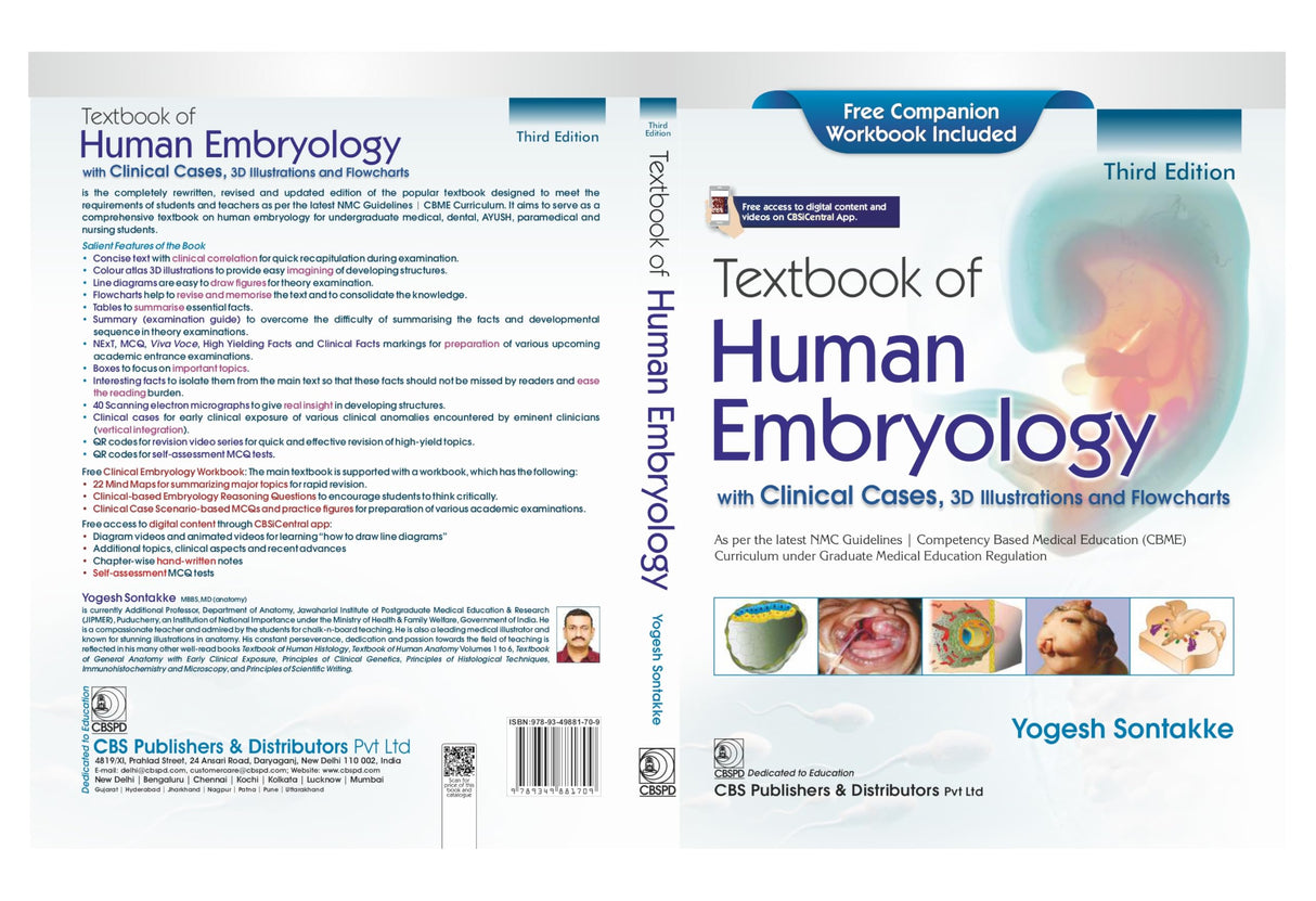 Textbook of Human Embryology , with Clinical Cases, 3D Illustrations and Flowcharts 3/e | As per the latest NMC Guidelines | (CBME) Curriculum under Graduate Medical Education Regulation | Free Companion Workbook Included - 2026 - Retail Maharaj