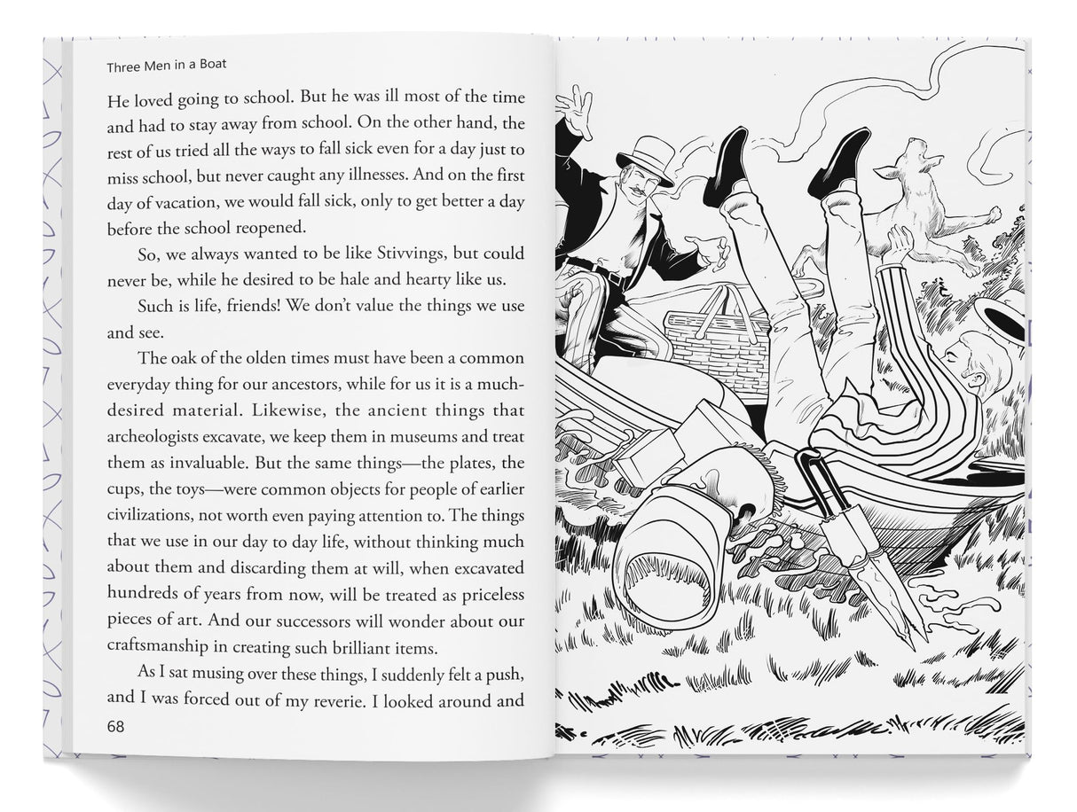 Three Men in a Boat : Illustrated Abridged Children Classics English Novel with Review Questions - Retail Maharaj