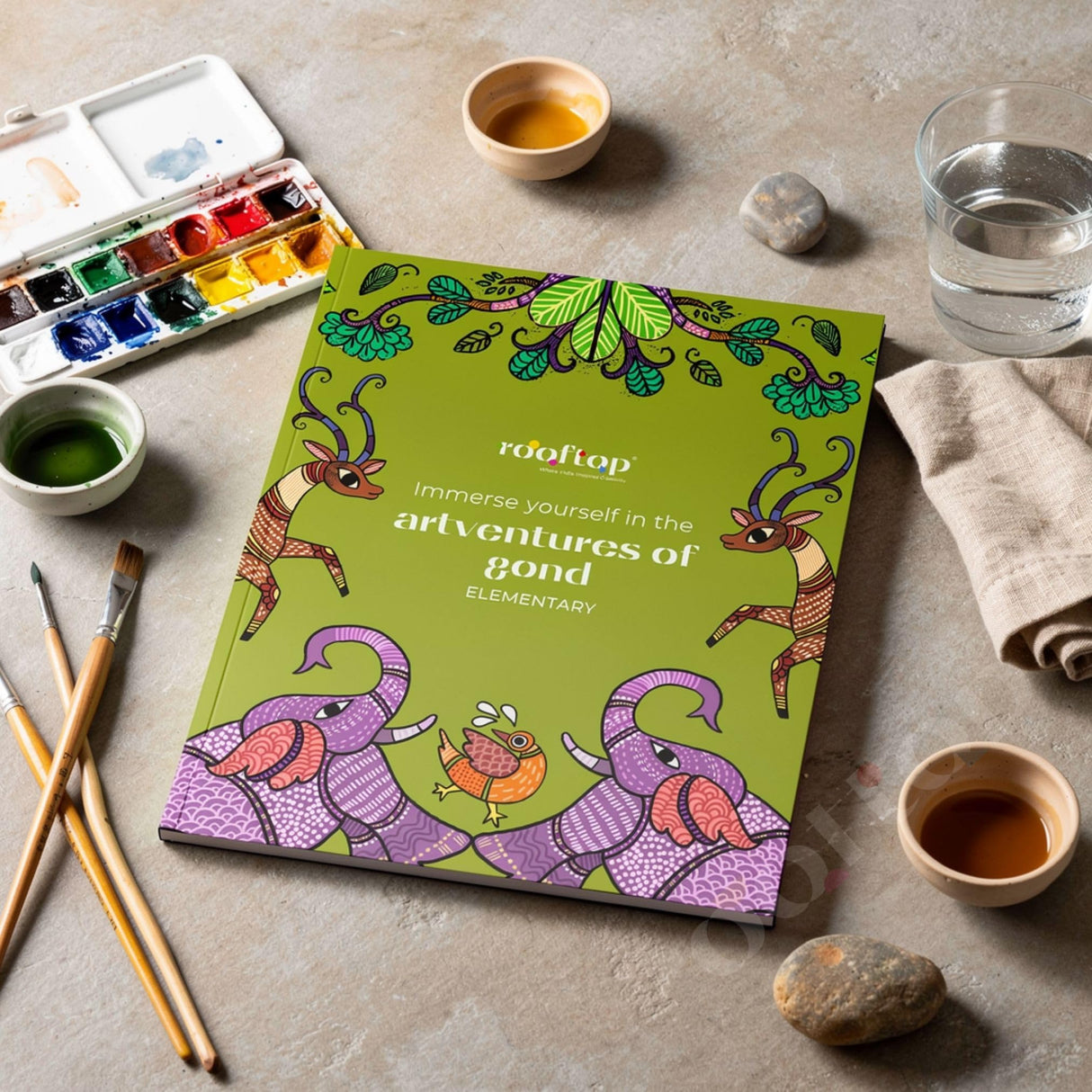 Rooftop Artventures of Gond - Elementary | PAPERBACK (Softcover) | Children's Drawing & Colouring Art Book | Elementary Gond Art Coloring Pages , ... Compositions: English (Artventures of Warli) - Retail Maharaj