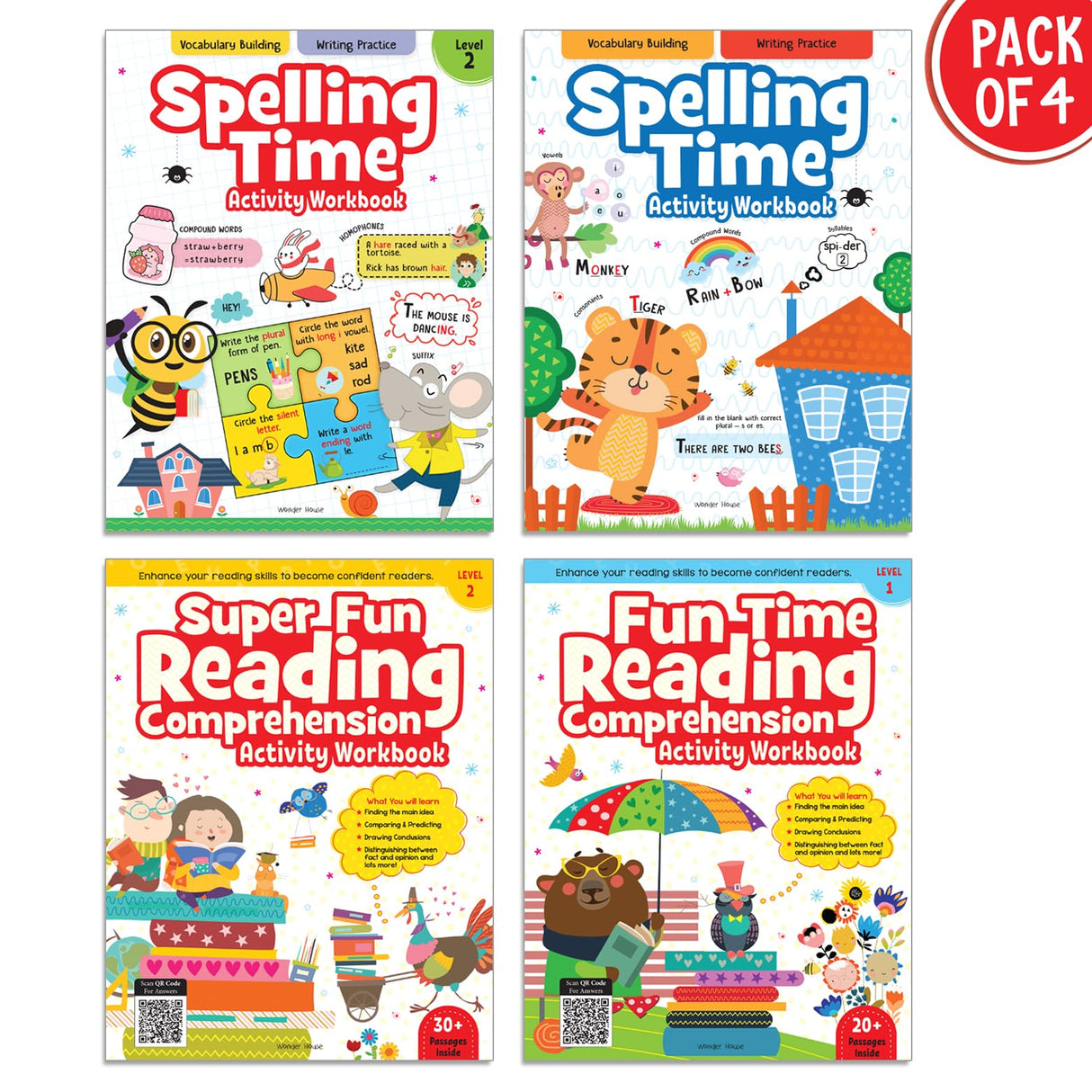 Reading Comprehension and Spelling Book Pack of 4 Books - Retail Maharaj
