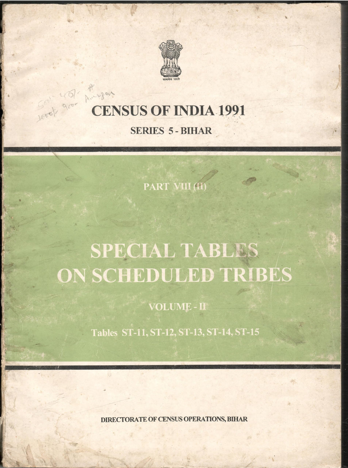Census Of India 1991 - Bihar - Special Tables On Scheduled Tribes - Volume - II