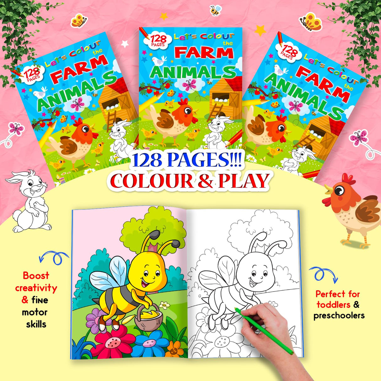 Letโs Colour the Farm Animals: Activity & Colouring Book for Kids Ages 3โ9 | Perfect Gift for Drawing, Painting & Creativity | Premium Paper Quality - Retail Maharaj