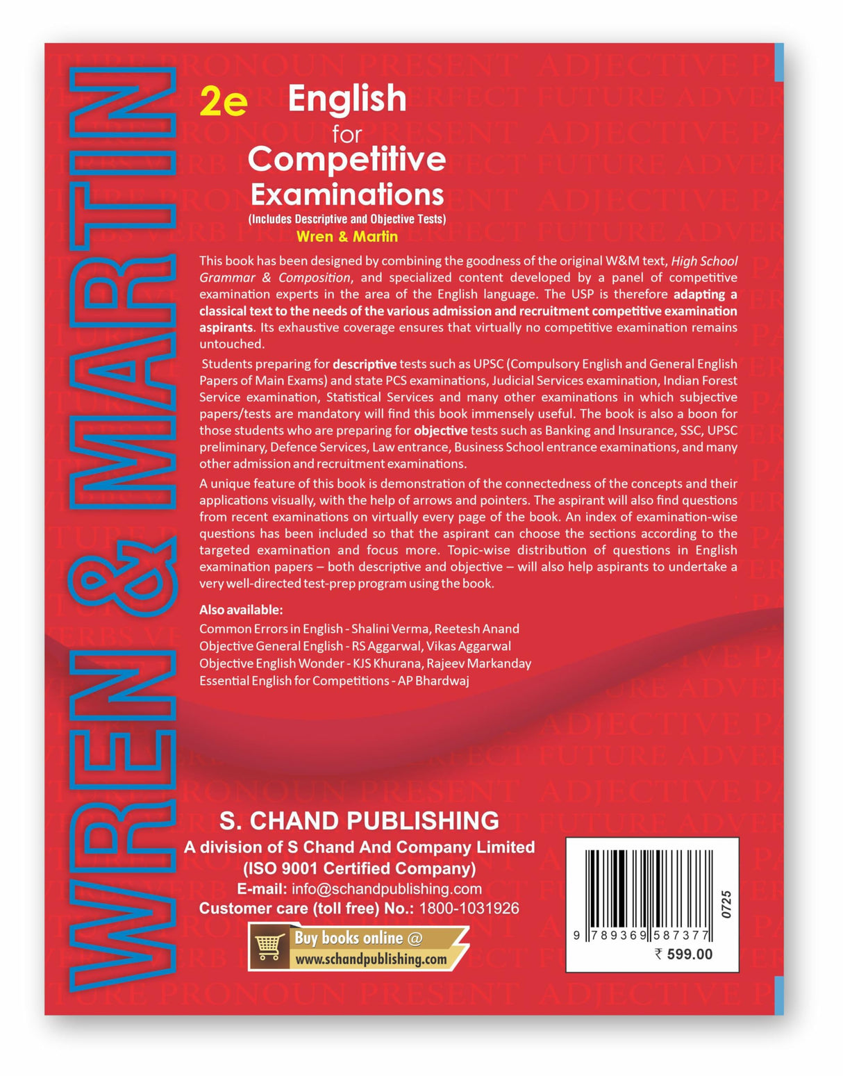 New Edition - Wren & Martin English for Competitive Examinations 2025 - 2026 (Includes Descriptive and Objective Tests) 2nd Latest Edition | English ... AFCAT, UP, Delhi Police, Law - S Chand Books - Retail Maharaj