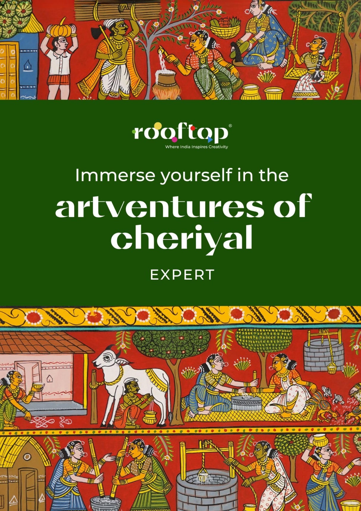 Rooftop Artventures of Cheriyal - Expert Coloring Book | Advanced Indian Folk Art Designs | Traditional Scroll Painting Patterns | Stress-Relief & ... for Artists & Art Enthusiasts: English - Retail Maharaj