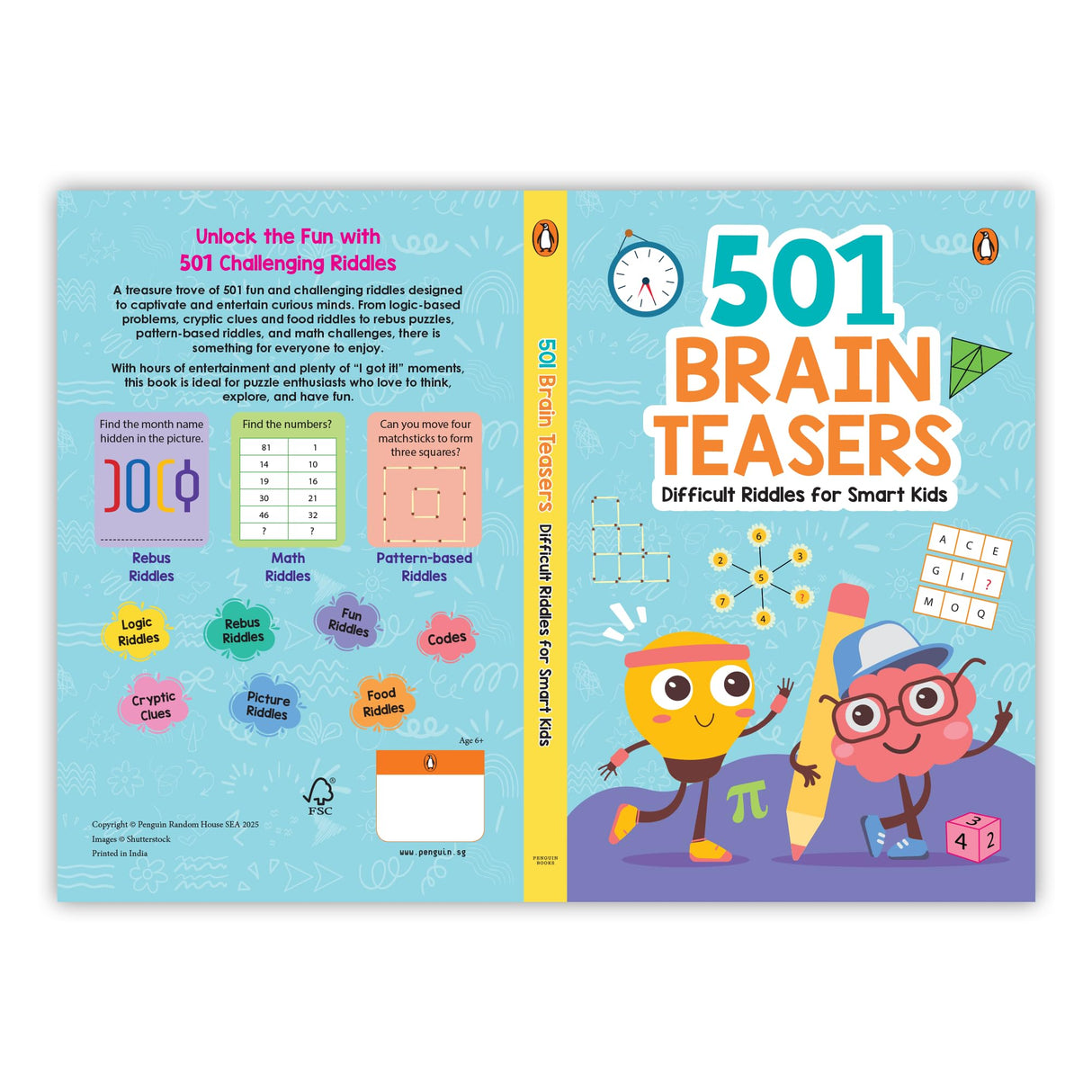 Brain Teasers: 501 Difficult Riddles for Smart Kids: Clever and Thought-Provoking Riddles for Kids | Number Puzzles, Picture Puzzles, Logic Puzzles and more | Ages 6+ - Retail Maharaj