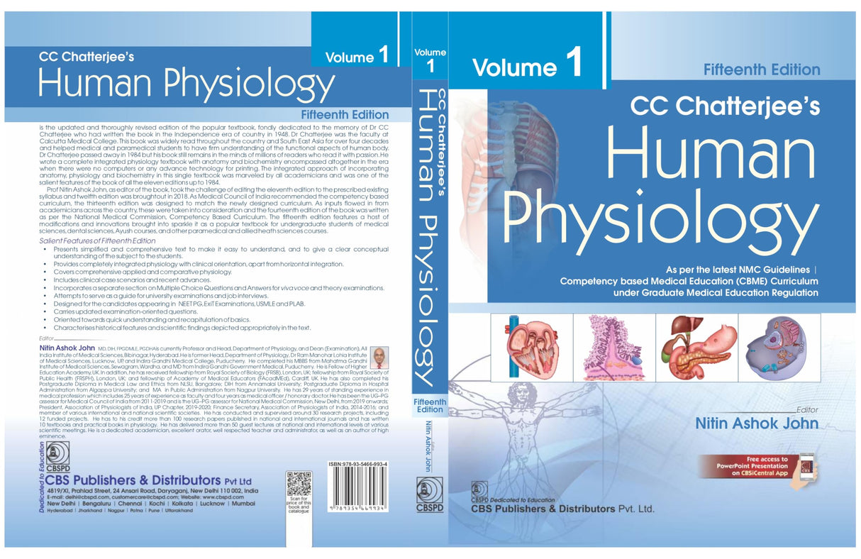 CC Chatterjee's Human Physiology Volume 1, 15th Edition - 2025 - Retail Maharaj