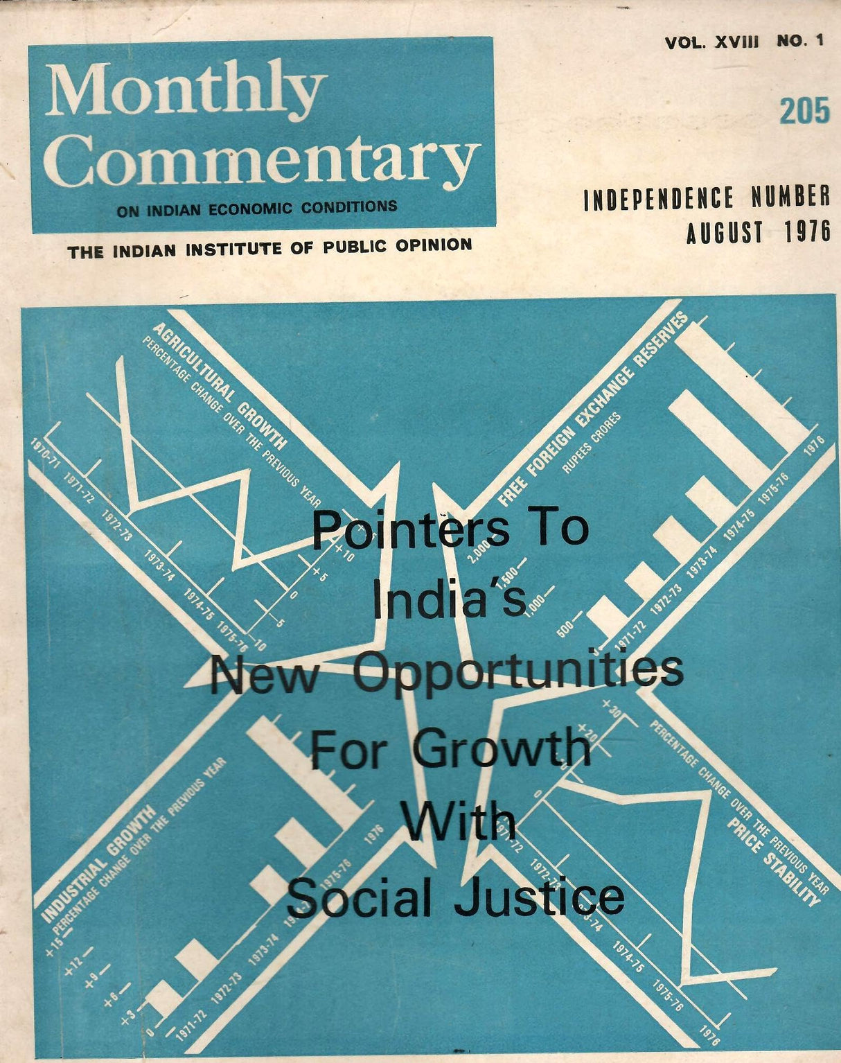 Monthly Commentary - Vol. XVIII , No. 1 To 12 , August 1976 - Special Issues Of Pointers To India's New Opportunities For Growth With Social Justice ( Set Of 12 Books )