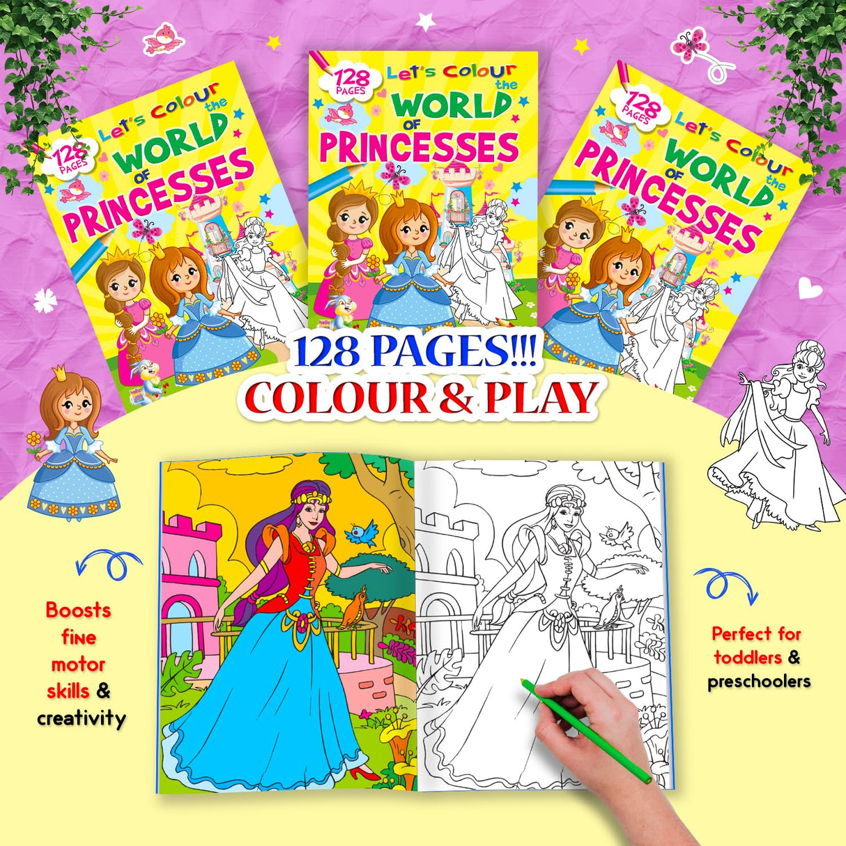 Letโs Colour the World of Princesses: Activity & Colouring Book for Kids Ages 3โ9 | Perfect Gift for Drawing, Painting & Creativity | Premium Paper Quality - Retail Maharaj