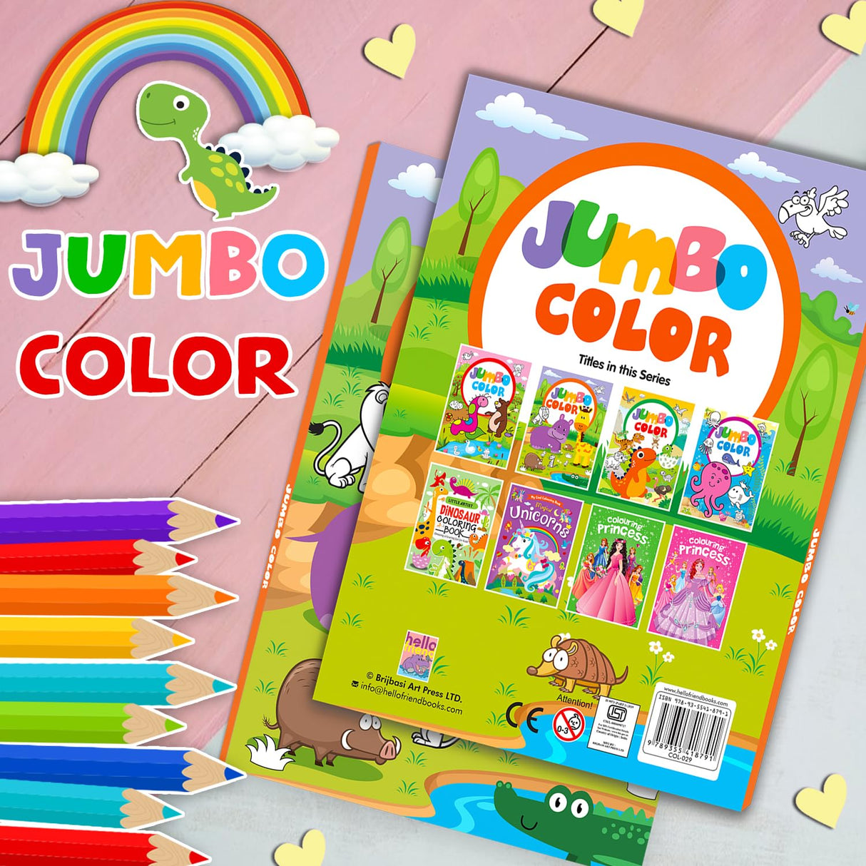 Hello Friend Books Safari Animals Colouring Book: Jumbo Copy Colouring - Practice Drawing, Painting and Colouring with Reference for Kids - Retail Maharaj