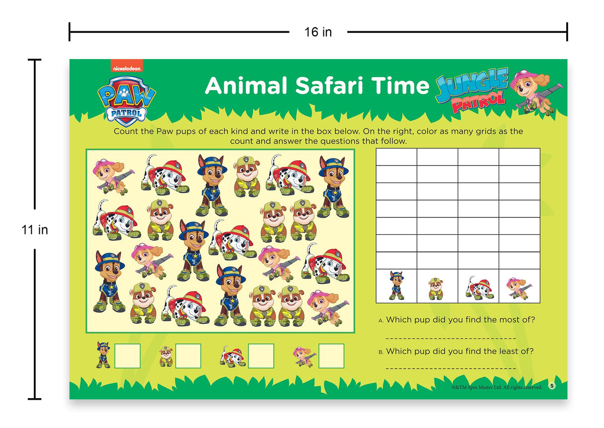 Nickelodeon Paw Patrol – Jungle Patrol! Fun Learning Set Includes Wipe-Clean Mats, Coloring Sheets, Stickers, Certificate & Pen | Action-Packed Learning with the Pups | Ages 3–6 | 3+ Hours of Adventure & Activities - Retail Maharaj