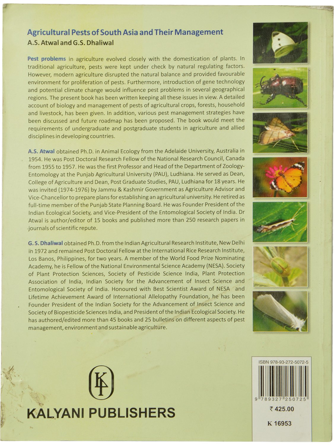 Agricultural Pests of South Asia and their Management