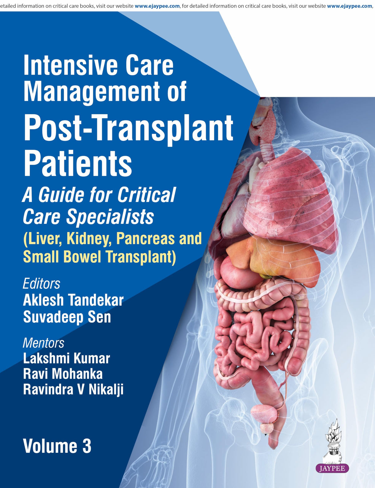 INTENSIVE CARE MANAGEMENT OF POST-TRANSPLANT PATIENTS: A GUIDE FOR CRITICAL CARE SPECIALISTS VOL.3 - Retail Maharaj