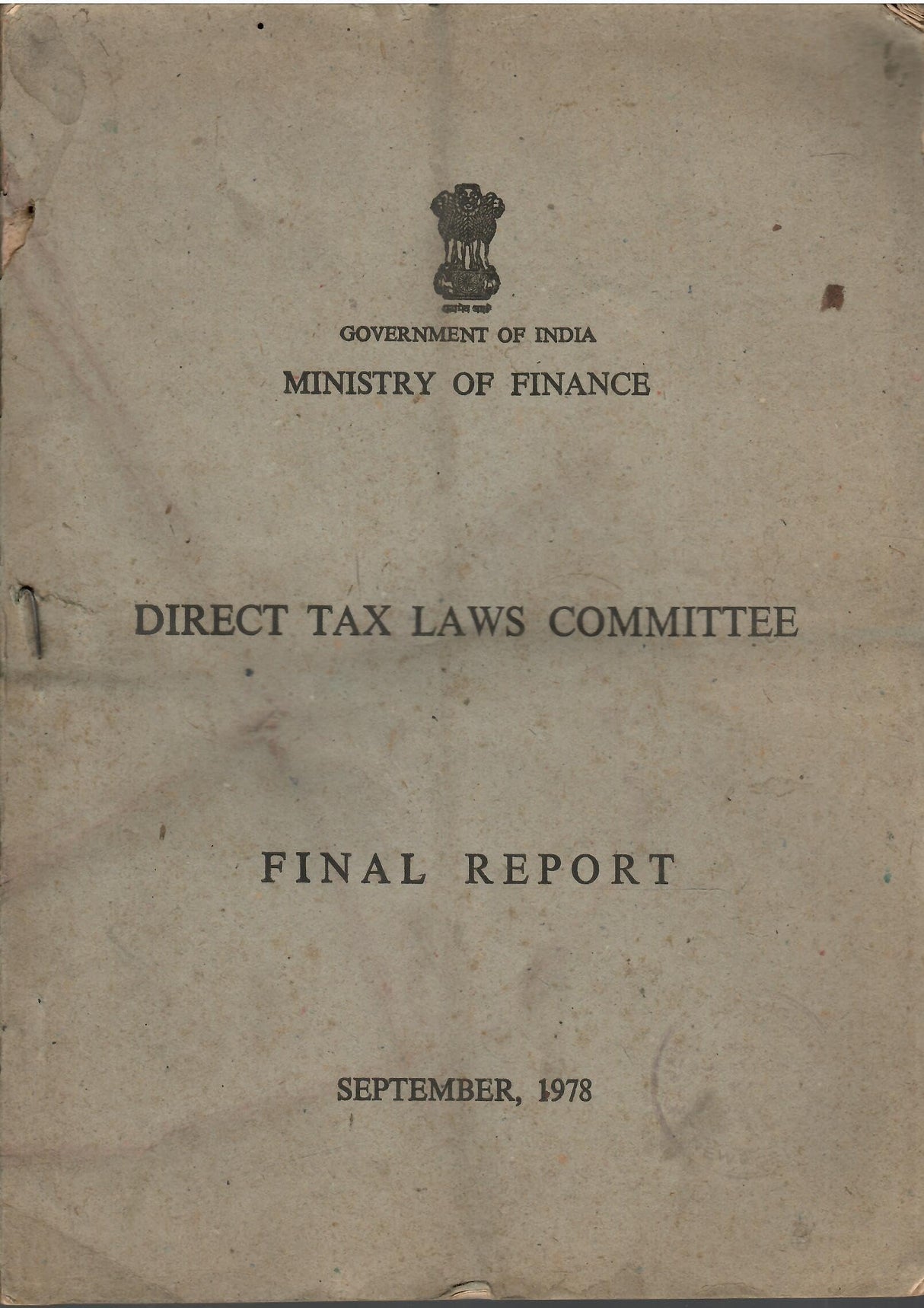 Direct Tax Laws Committee - Final Report (September, 1978)