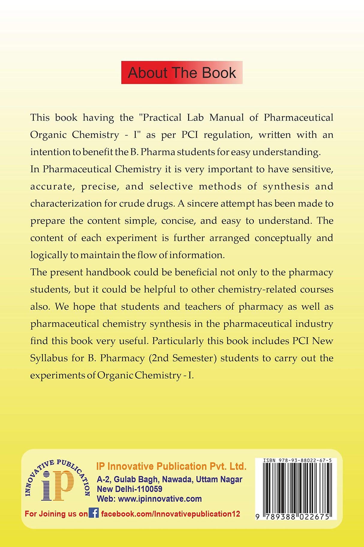 Practical Lab Manual of Pharmaceutical Organic Chemistry - I, B. Pharm 2nd Semester (As Per PCI Syllabus) - Retail Maharaj