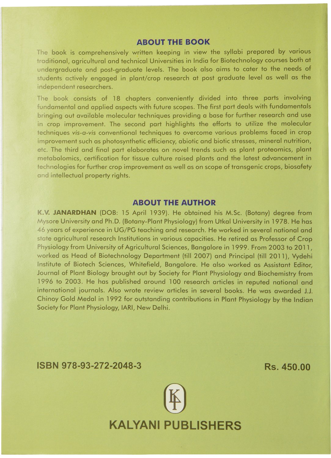 Crop Improvement A Biotechnological Perspective