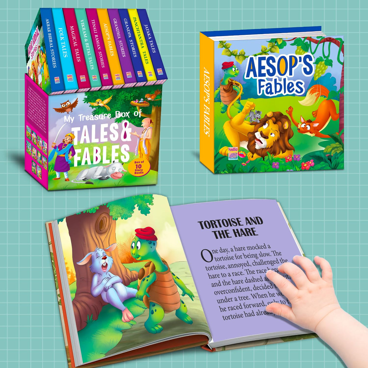 Treasure Box of Tales Fables β Boxset of 10 Board Books for Kids (Pack 1) | Includes : Early Learning Story Books Grandma , Grandpa , Panchatantra , ... , for Toddlers | Perfect Gift Set for Kids - Retail Maharaj
