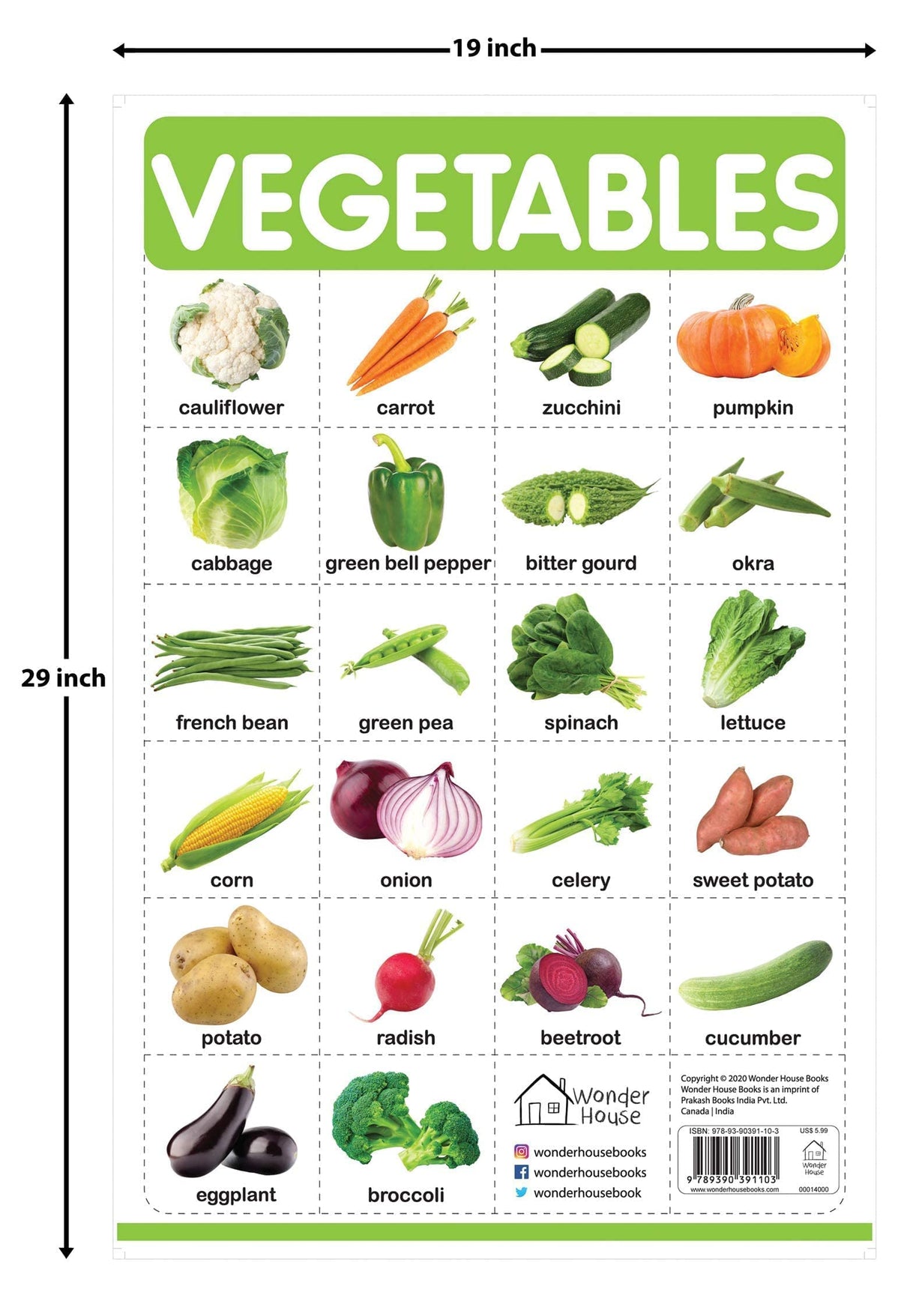 Vegetables - My First Early Learning Wall Chart: For Preschool, Kindergarten, Nursery And Homeschooling (19 Inches X 29 Inches) - Retail Maharaj