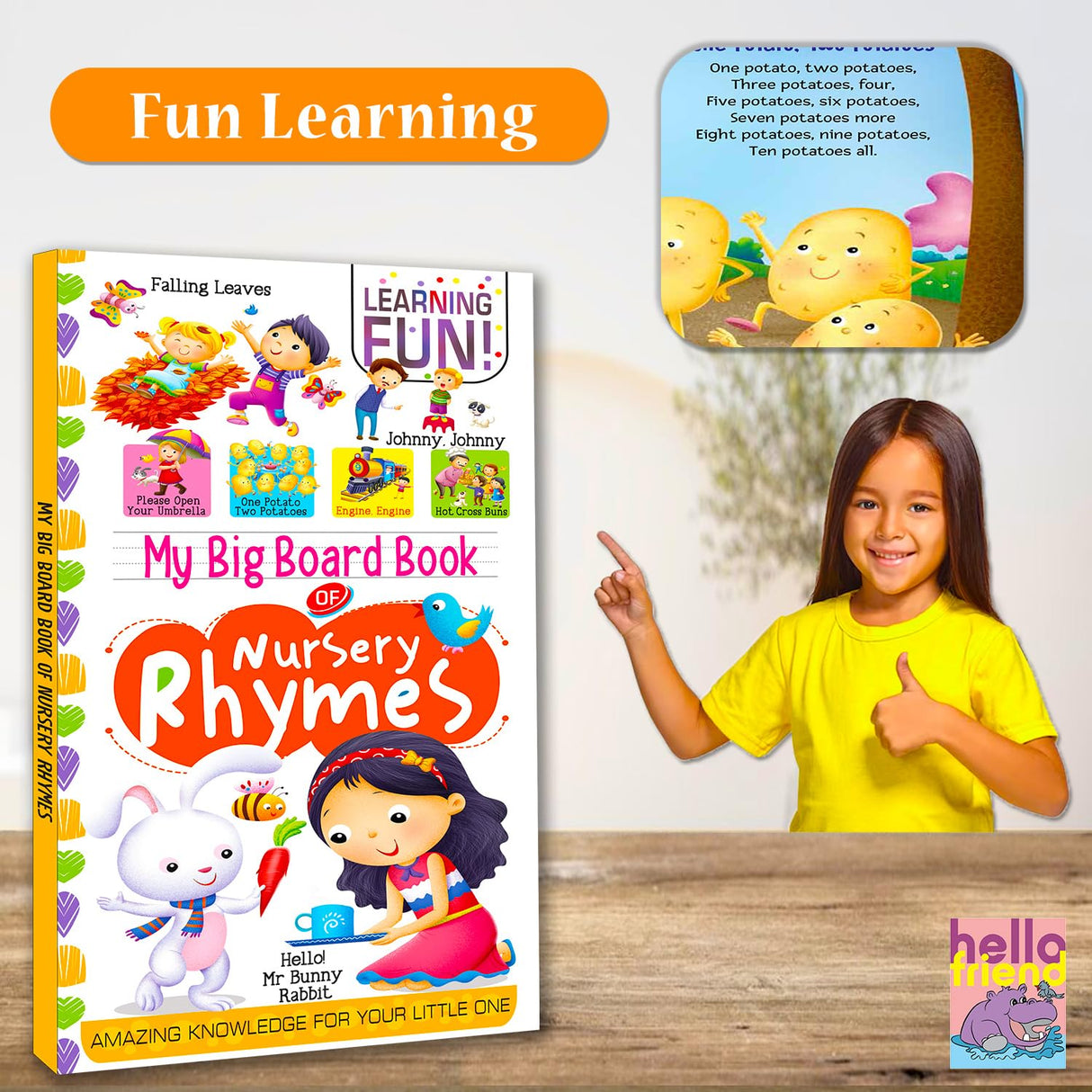 Hello Friend Books My Big Board Book of Nursery Rhymes : Simple and Vibrant Illustrations to Increase the Knowledge of Your Little One - Retail Maharaj