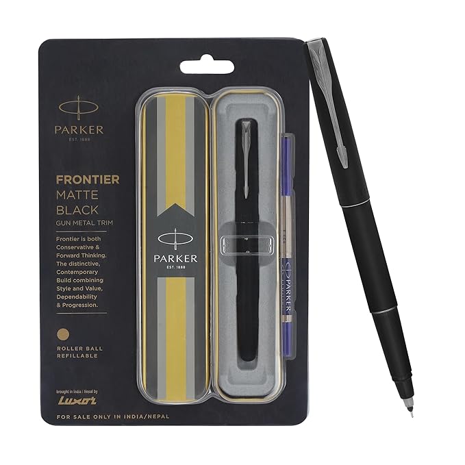 Parker Frontier Matte Black Roller Ball Pen| Ink Color – Blue