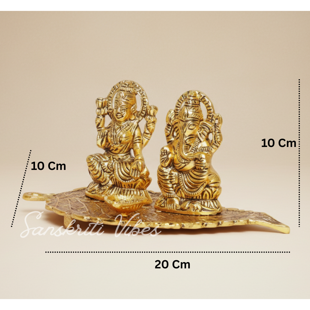 Laxmi Ganesha Metal Statue Decorative Showpiece – Glossy Finish Auspicious Home Temple & Festive Décor Idol