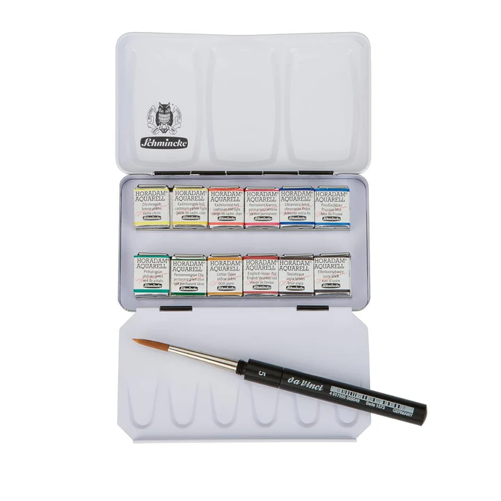 Schmincke Half Pan Watercolor Pocket Set with Compact Metal Travel Box - Retail Maharaj