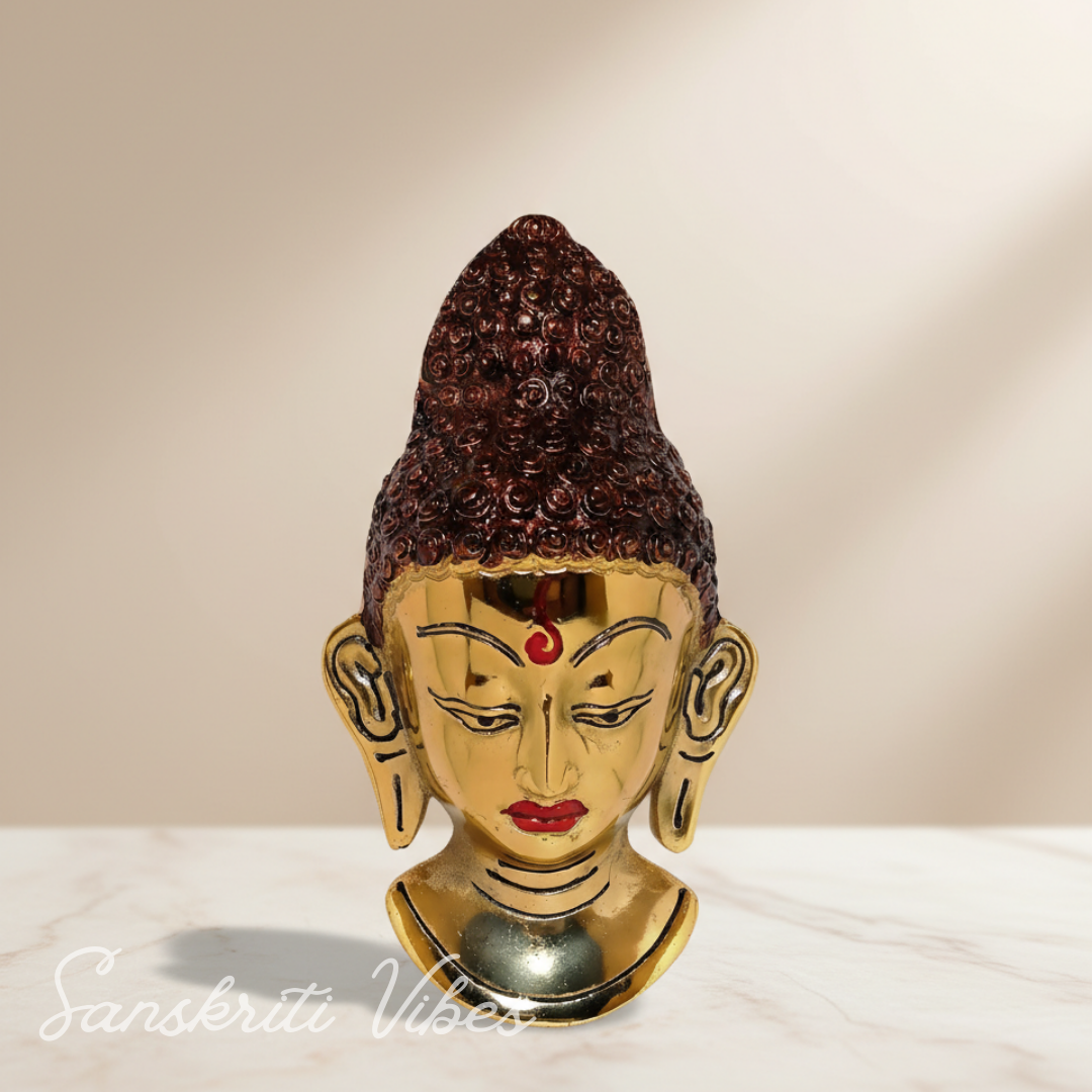 Prince Antique Buddha Head Religious Gifts Metal Statue Idol Idols For Home Decor Decorative Showpiece - 19 Cm (Aluminium) - Retail Maharaj