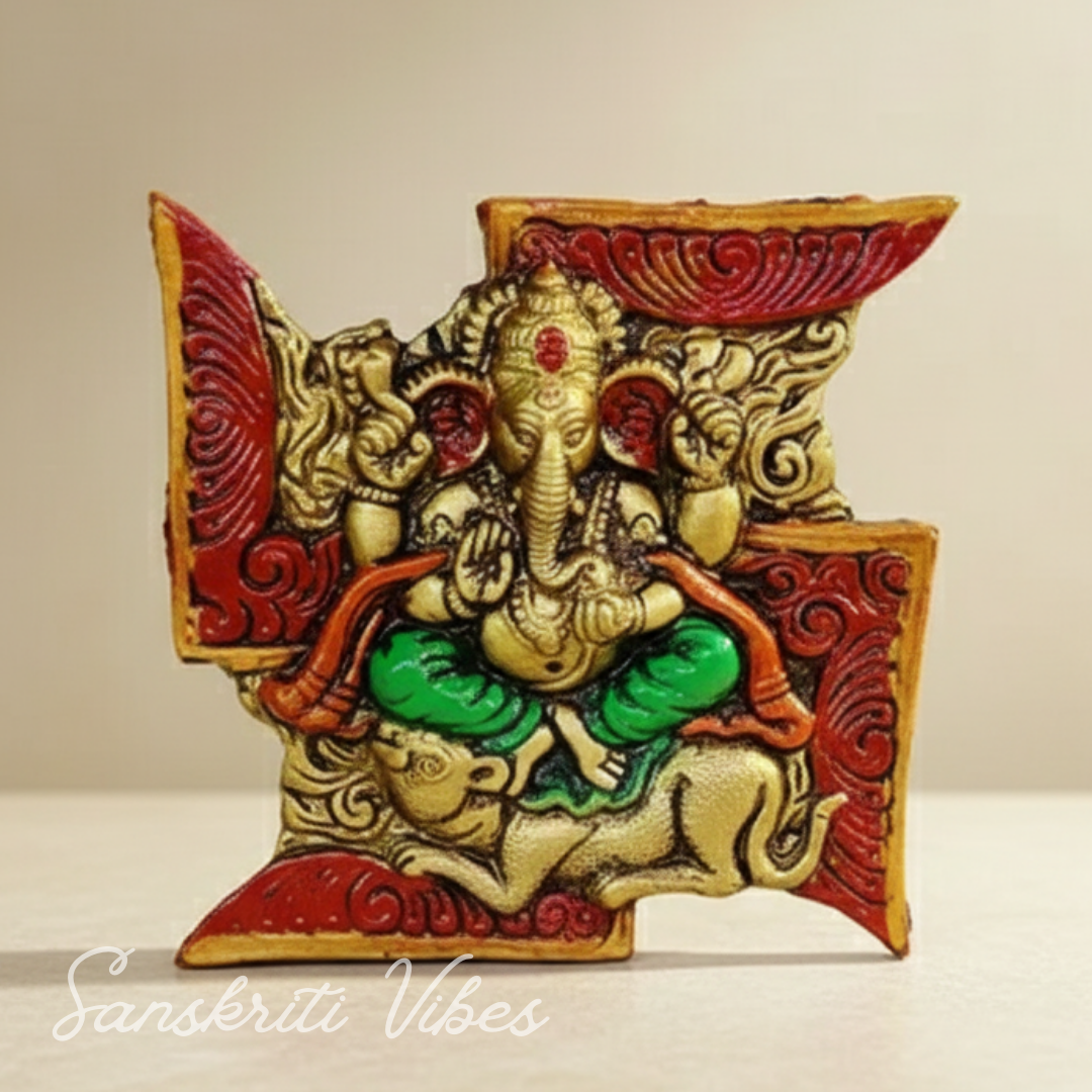 Swastik Ganesha Wall Hanging – Beautiful Aluminium Decorative Ganesh Wall Art for Home, Office & Wedding Gift