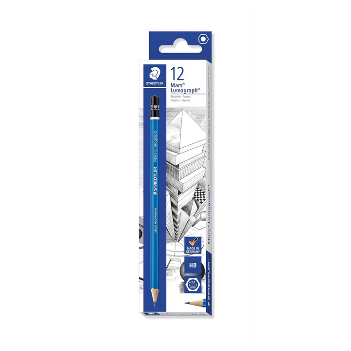 Staedtler Mars Lumograph HB Graphite Pencil Set of 12 for Writing Drawing and Sketching - Retail Maharaj