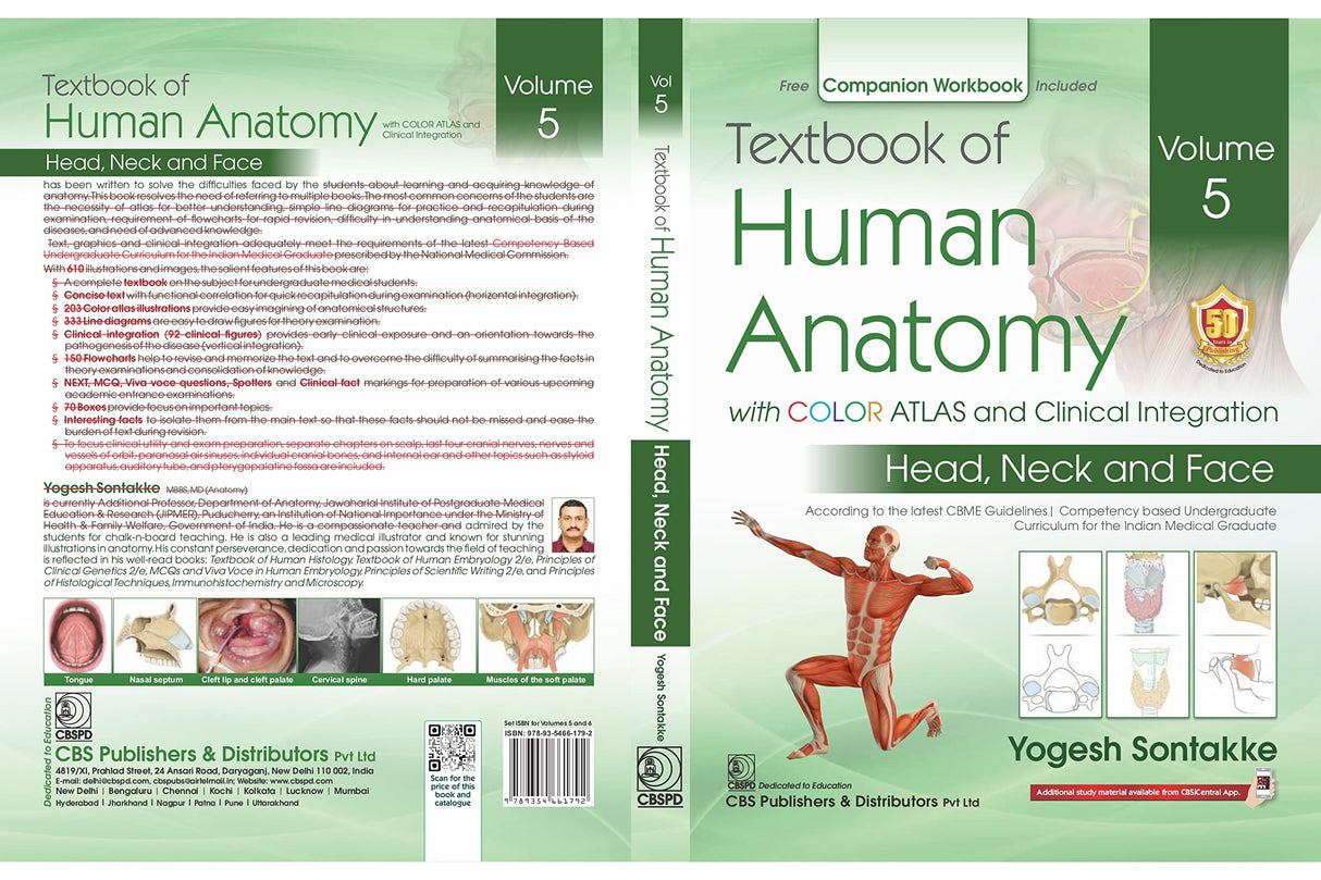 Textbook Of Human Anatomy With Color Atlas And Clinical Integration 2 Vol Set (Vol 5- Head Neck And Face And Vol 6-Brain) With Companion Workbook (Pb 2024) - Retail Maharaj