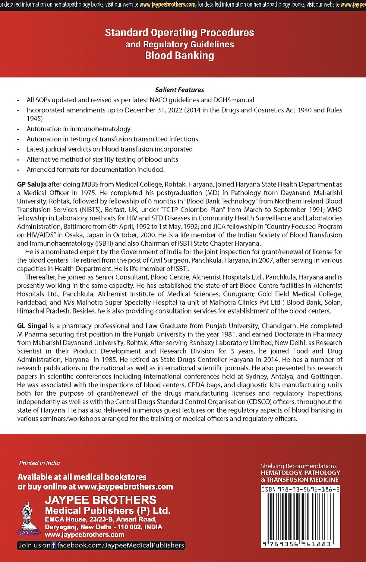STANDARD OPERATING PROCEDURES AND REGULATORY GUIDELINES—BLOOD BANKING - Retail Maharaj