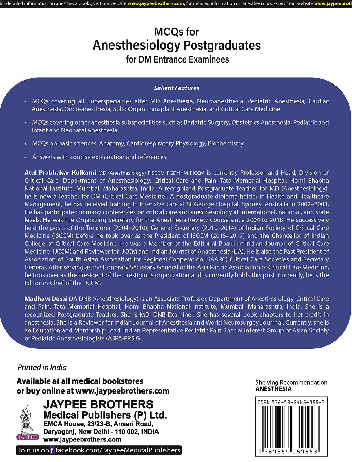 MCQS FOR ANESTHESIOLOGY POSTGRADUATES FOR DM ENTRANCE EXAMINEES - Retail Maharaj