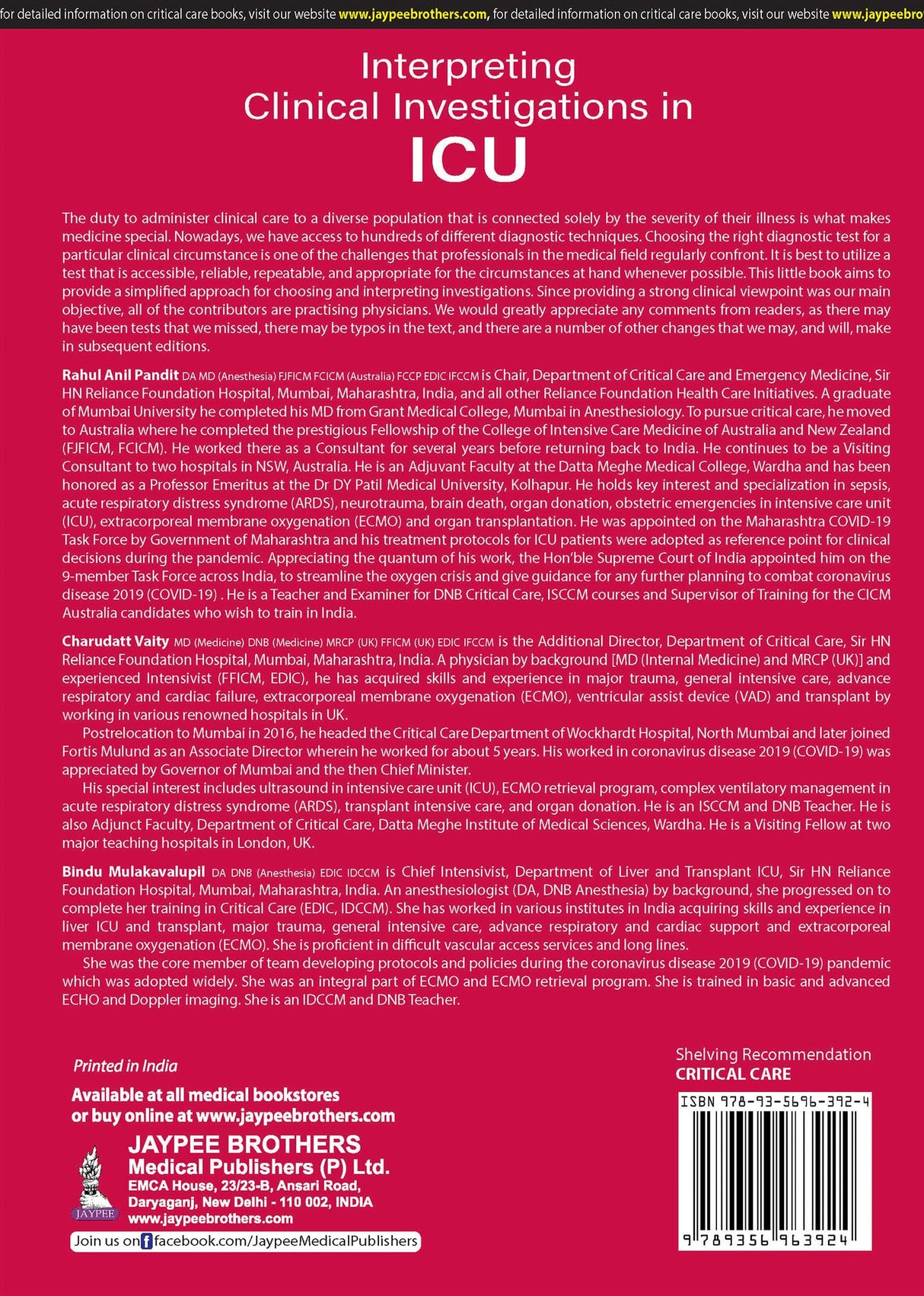 INTERPRETING CLINICAL INVESTIGATIONS IN ICU - Retail Maharaj