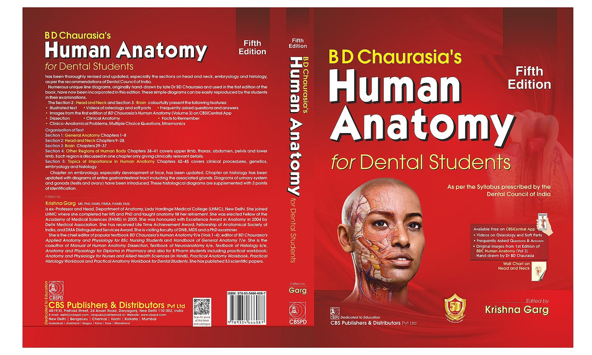 BD CHAURASIAS HUMAN ANATOMY FOR DENTAL STUDENTS 5ED (PB 2024) - Retail Maharaj
