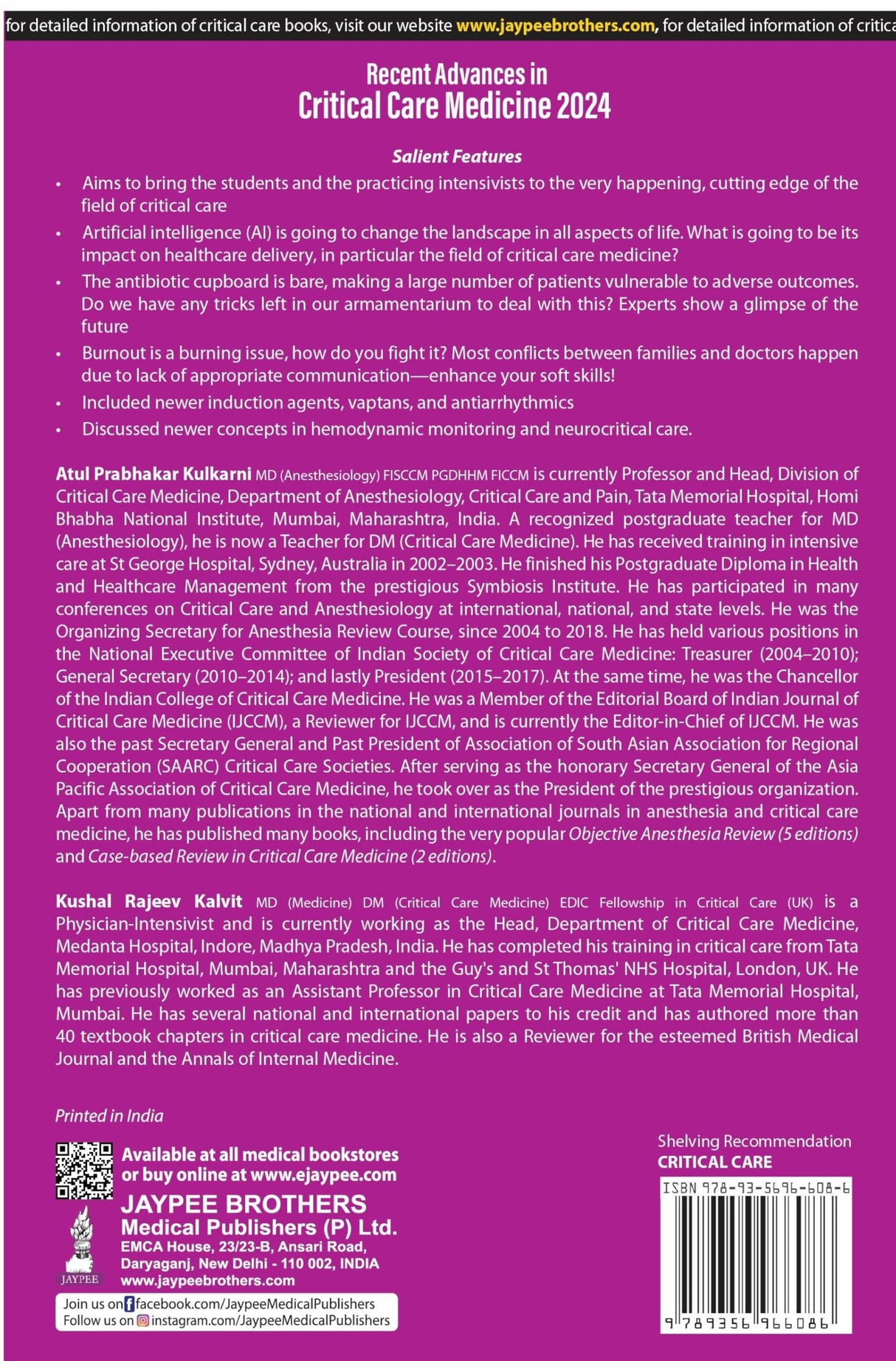 RECENT ADVANCES IN CRITICAL CARE MEDICINE 2024 - Retail Maharaj
