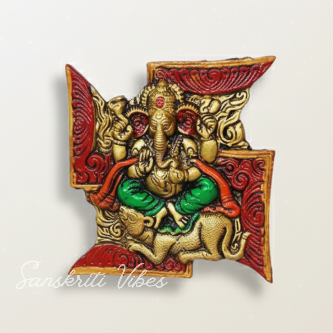 Swastik Ganesha Wall Hanging – Beautiful Aluminium Decorative Ganesh Wall Art for Home, Office & Wedding Gift