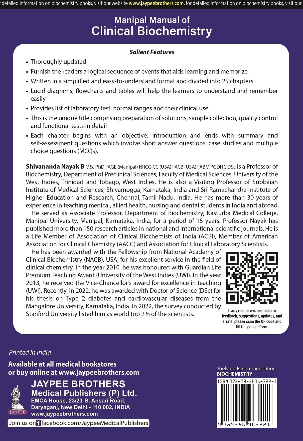 MANIPAL MANUAL OF CLINICAL BIOCHEMISTRY - Retail Maharaj