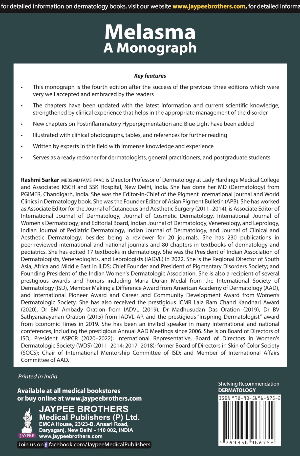 MELASMA: A MONOGRAPH - Retail Maharaj
