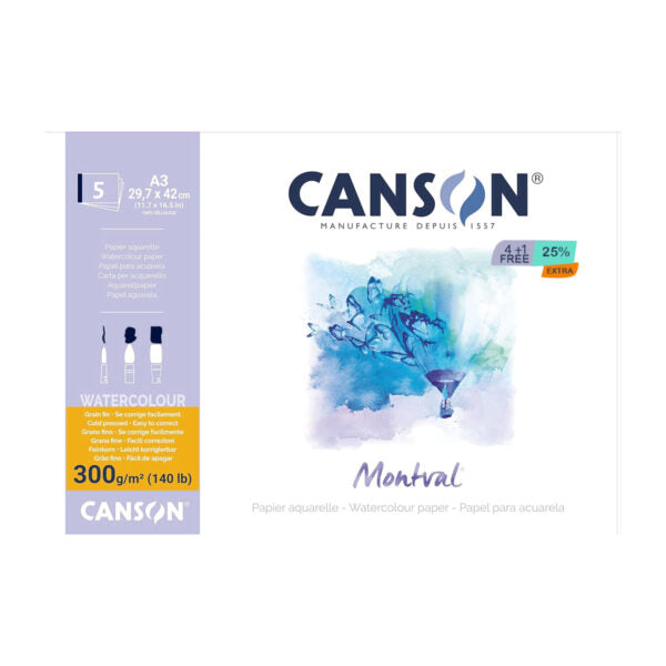 Canson Montval Watercolour Paper Cut Pack 300 GSM Open Stock A5 A4 A3 - Retail Maharaj