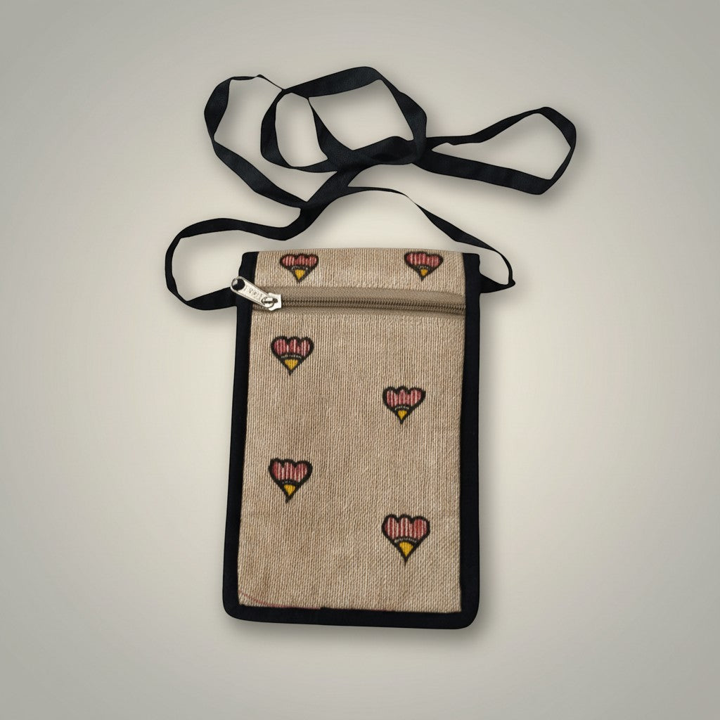 Handmade Madhubani Mobile Pouch – Jute Mithila Art Phone Bag | Eco-friendly Folk Art Accessory - Retail Maharaj