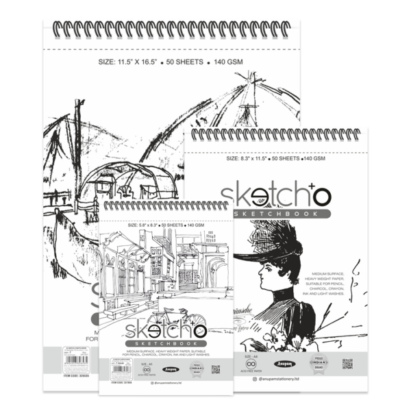 Anupam Sketch-O Spiral Drawing Book Soft Cover 140 GSM - Retail Maharaj
