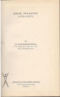 BIHAR TENANTRY(1783-1833) - Retail Maharaj