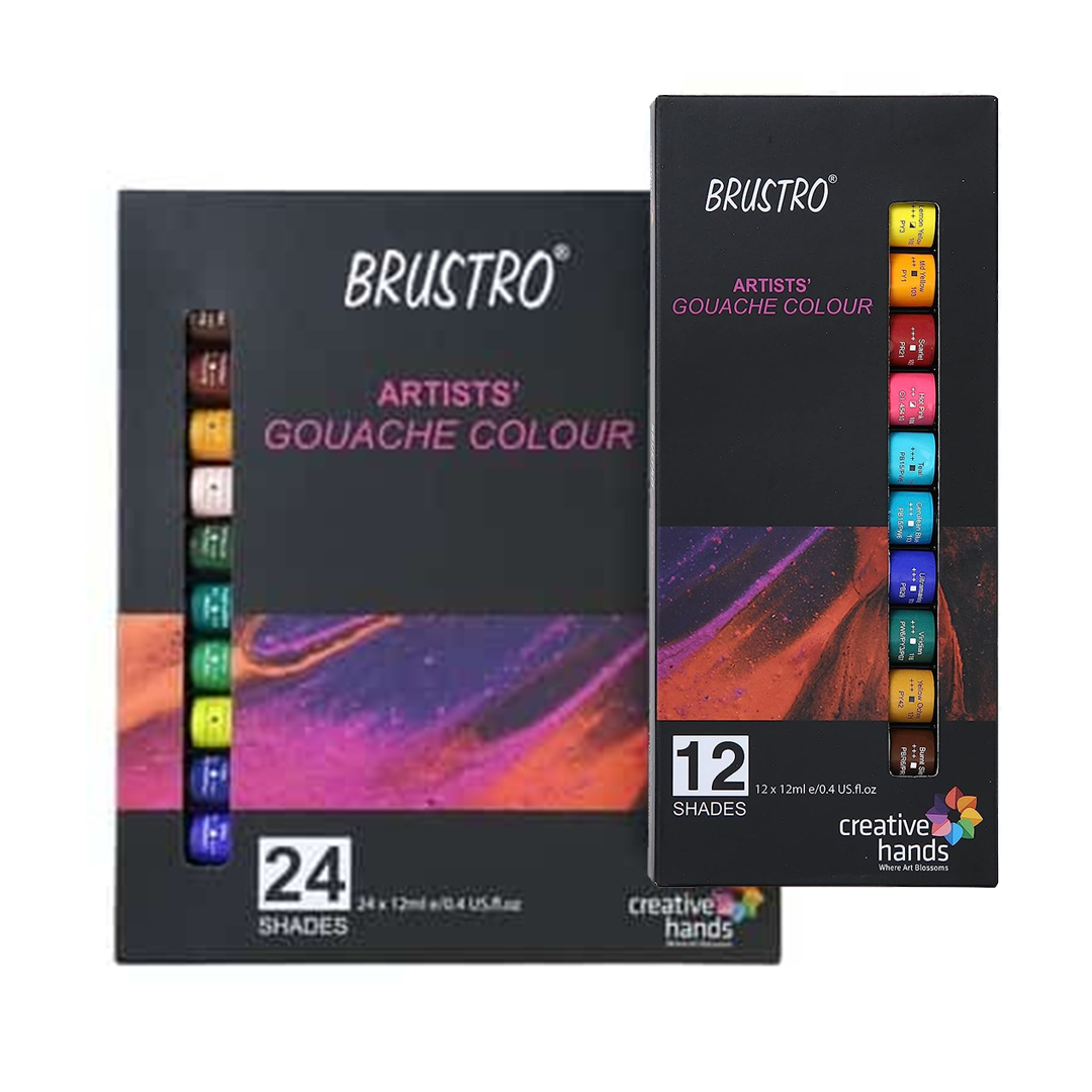 Brustro Artists Gouache Colour Set of 12 & 24 - Retail Maharaj