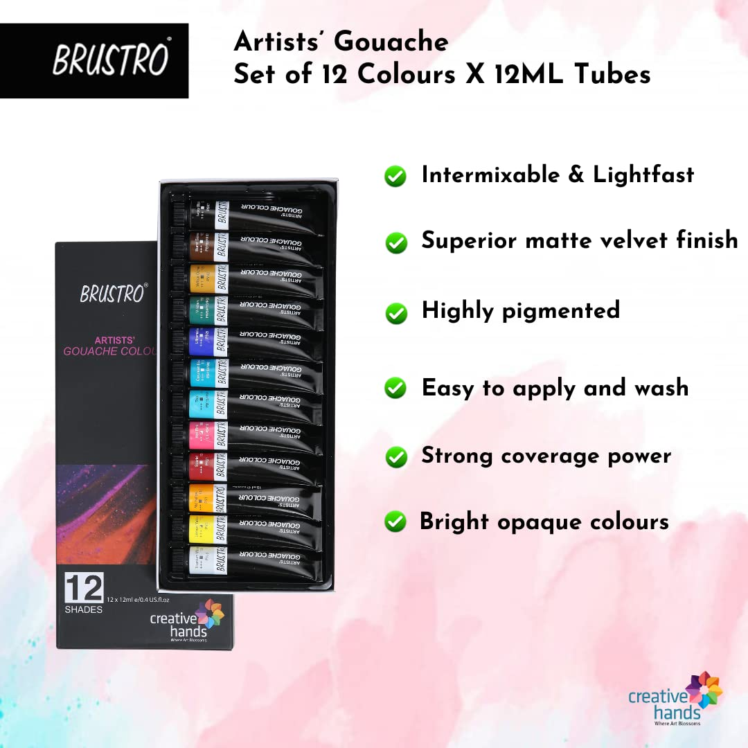 Brustro Artists Gouache Colour Set of 12 & 24 - Retail Maharaj