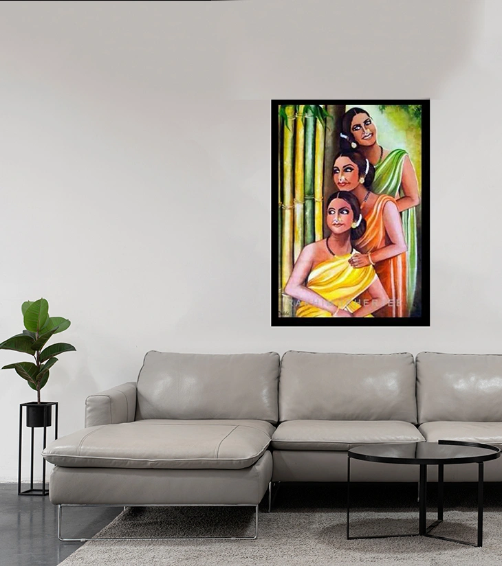 Bamboo Whispers – Handcrafted Acrylic Canvas Painting by Rakhi Mukherjee (14 × 10 Inch)