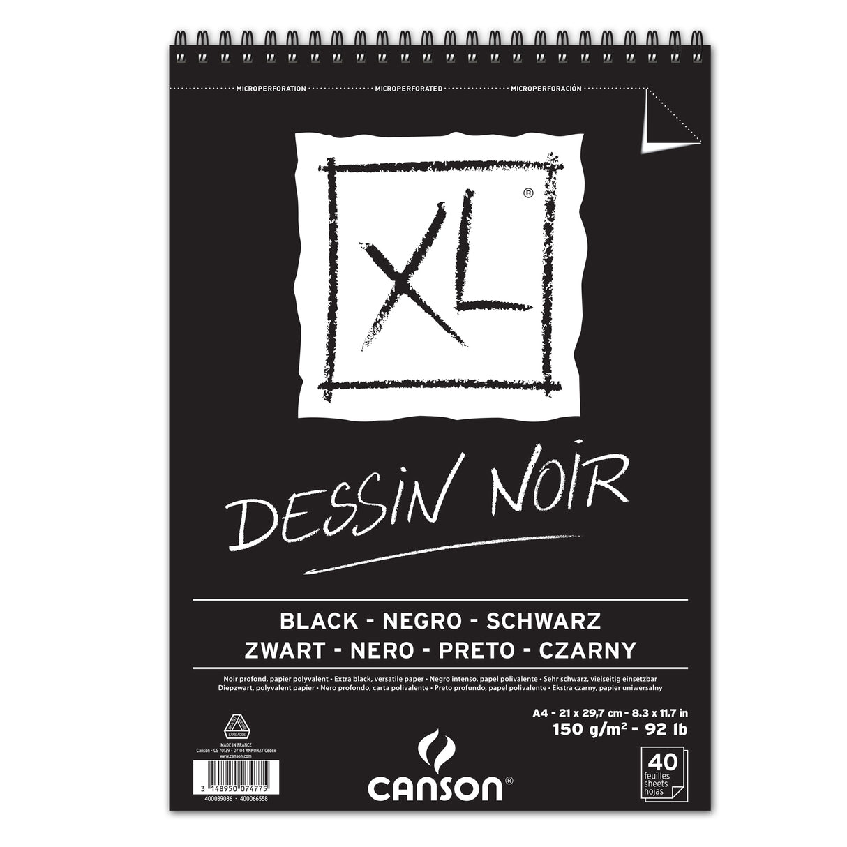 Canson XL Black Sketchbook Spiral Bound Acid Free Drawing Pad - Retail Maharaj