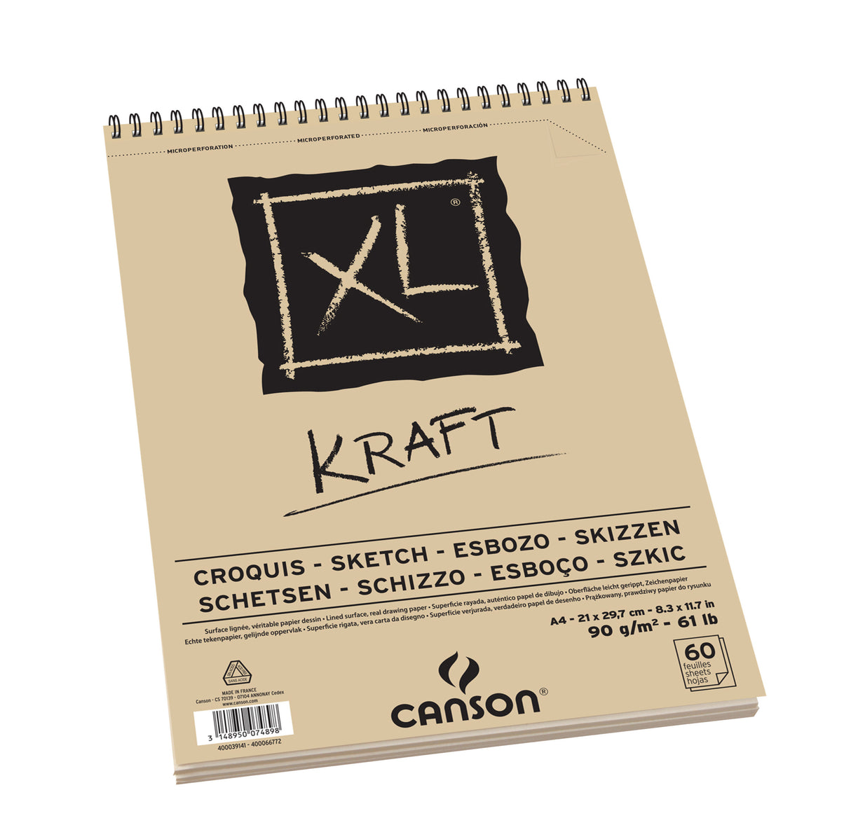 Canson XL Kraft Lined Spiral Sketchbook 90 GSM Acid Free Art Pad - Retail Maharaj