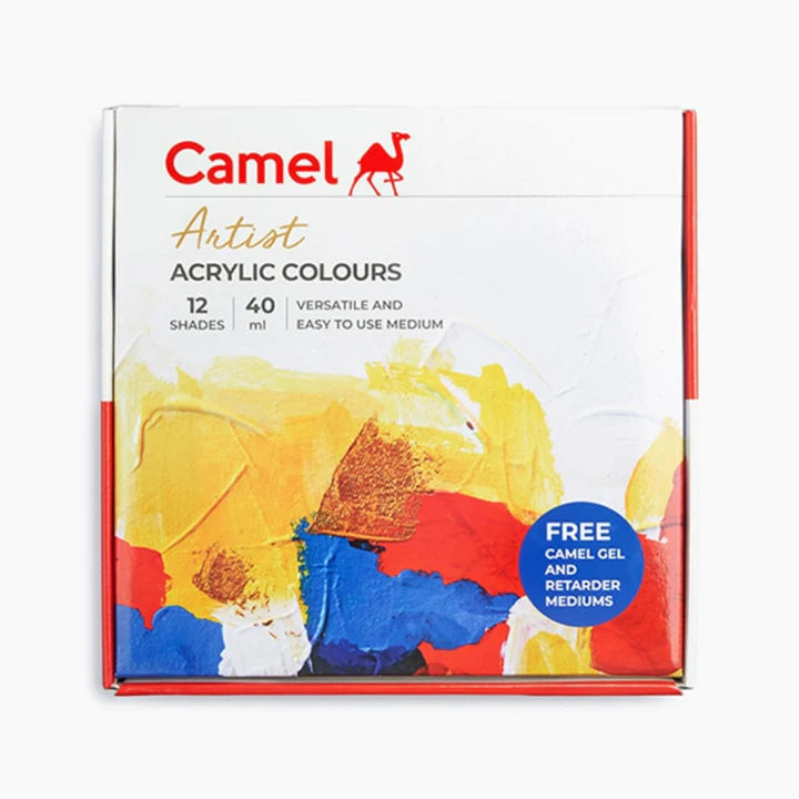 Camel Artist Acrylic Colour Set 12 Shades 40ml Each - Retail Maharaj