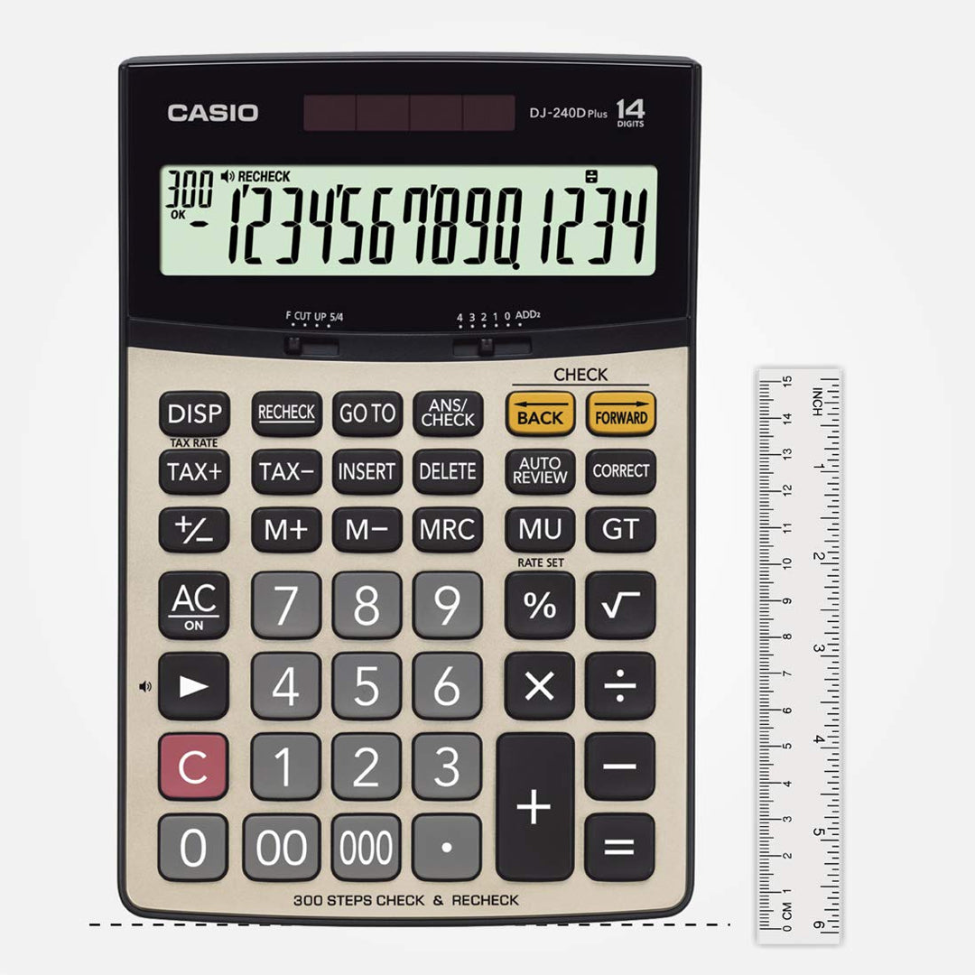 Casio DJ 240D Plus Heavy Duty Desktop Calculator with Metallic Faceplate and Large Display - Retail Maharaj