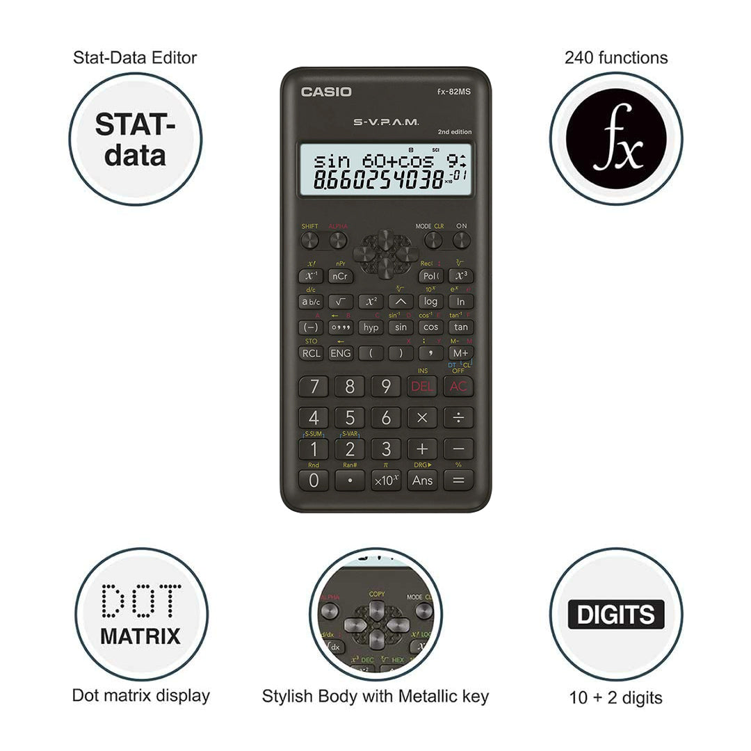 Casio FX 82MS 2nd Edition Scientific Calculator with 2-Line Display - Retail Maharaj